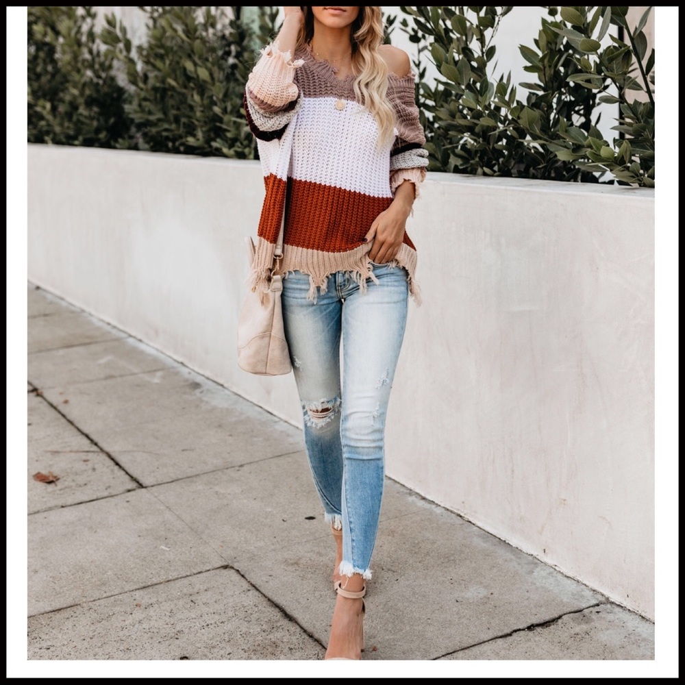 Distressed Earth Toned Sweater - Picture 2 of 5